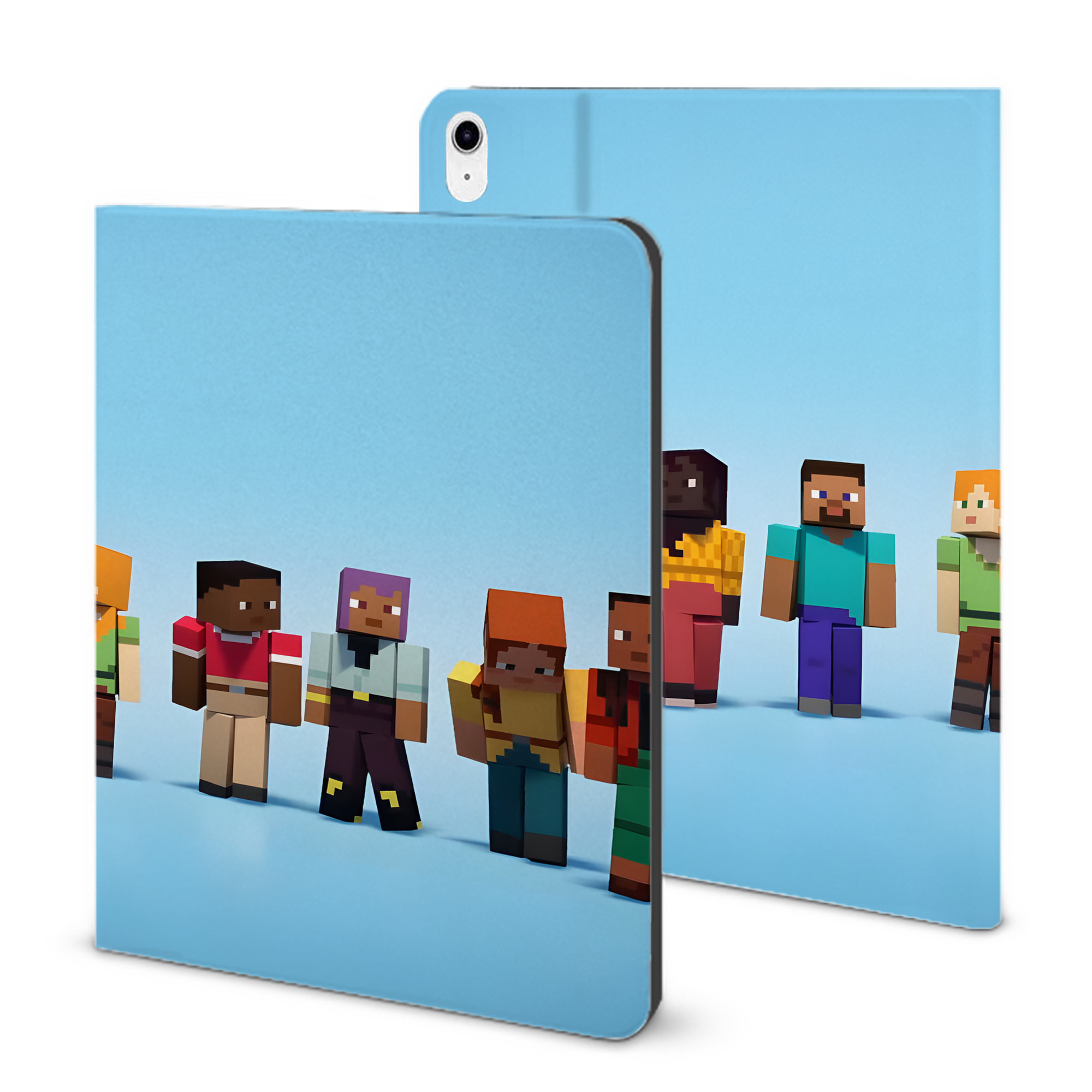 （画像用） マインクラフト ブロックの世界 Minecraft MC Block world IPad ケース ブック型 PUレザー TPU 耐衝撃 軽量 薄型 ペン収納なし 全面保護 IPad 各モデル対応